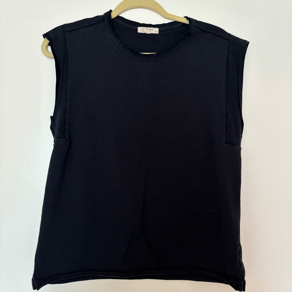 Rag & Bone Sleeveless Cotton Muscle Tank in Navy Blue